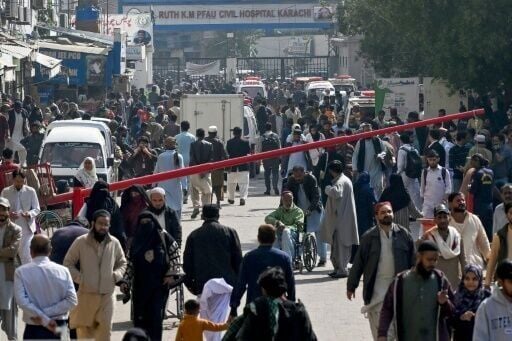 People on the premises of the public sector Ruth Pfau Civil Hospital in Karachi, Pakistan