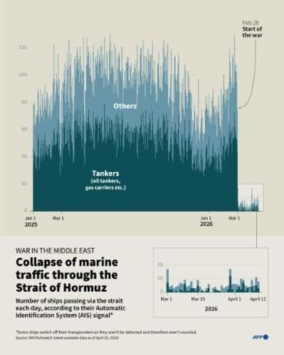 Collapse of marine traffic through the Strait of Hormuz