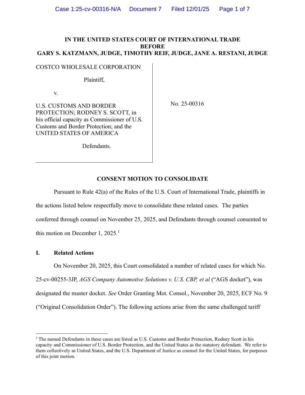 Motion to consolidate 12-1-25