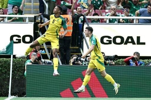 Jamaica forward Bailey-Tye Cadamarteri celebrates his winner in a 1-0 World Cup playoff win over New Caledonia
