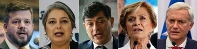 (COMBO) This combination of file pictures created on November 03, 2025 shows Chile's presidential candidates (L to R): Johannes Kaiser of the Libertarian National party, Jeannette Jara of the Progressive Center-Left Coalition, Franco Parisi of People's ...