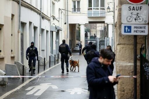 Police sealed off the street leading to the headquarters of the France Unbowed party and the building was evacuated