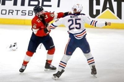 Panthers maul Oilers in stormy clash to lead Stanley Cup Final