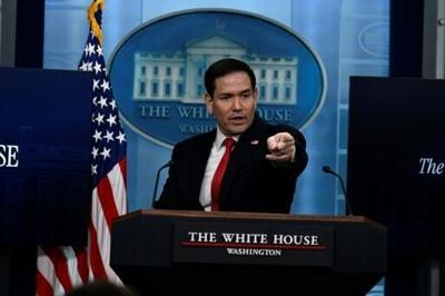 US Secretary of State Marco Rubio takes questions from reporters during a press briefing in the White House