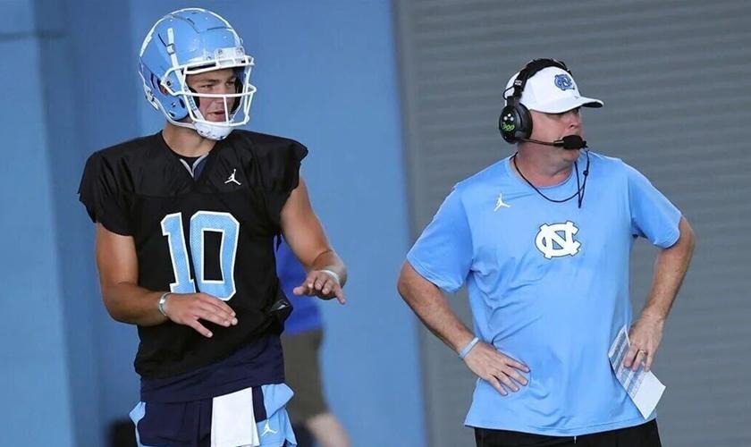 Chip Lindsey with Drake Maye