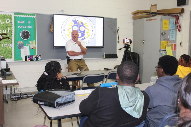 Sheriff Granthum speaking to class