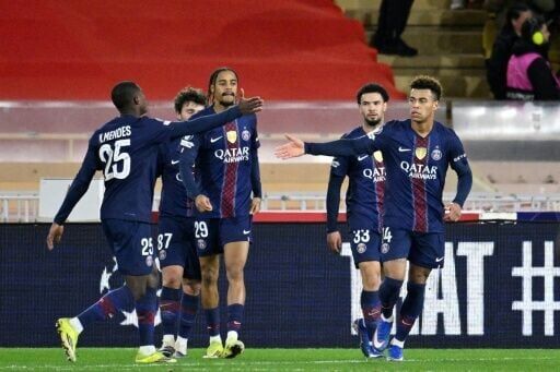 Desire Doue (R) came off the bench to score twice and help make another goal as PSG came from 2-0 down to beat Monaco 3-2