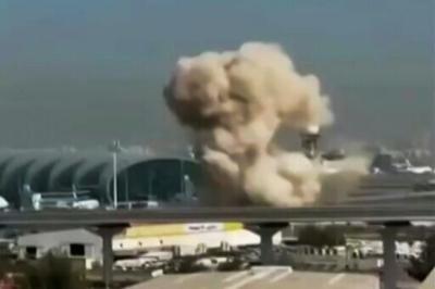 Footage authenticated by AFP recorded the sound of a drone then a loud explosion and plumes of smoke