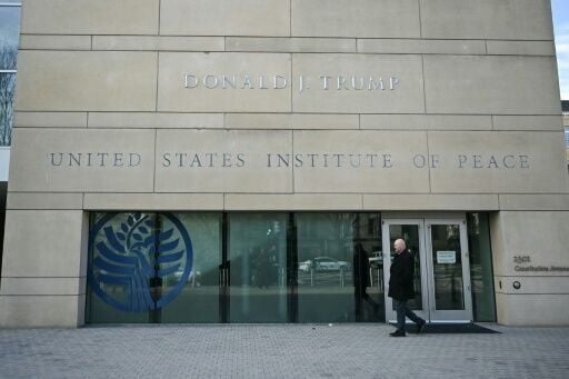 Trump's name was added above the sign for the United States Institute of Peace