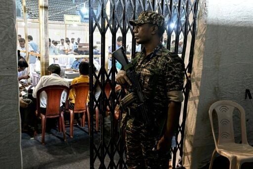 Large numbers of security officers were deployed for the counting of voting in India's West Bengal state