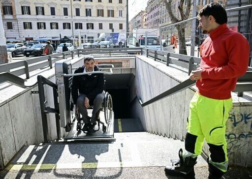 Thirteen of Rome's 77 metro stations have only stair lifts, which require an attendant to operate, according to the ATAC public transport body