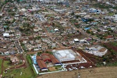 This photo released by the Parana state government in Brazil shows the town of Rio Bonito do Iguacu after it was hit by a tornado on November 7, 2025