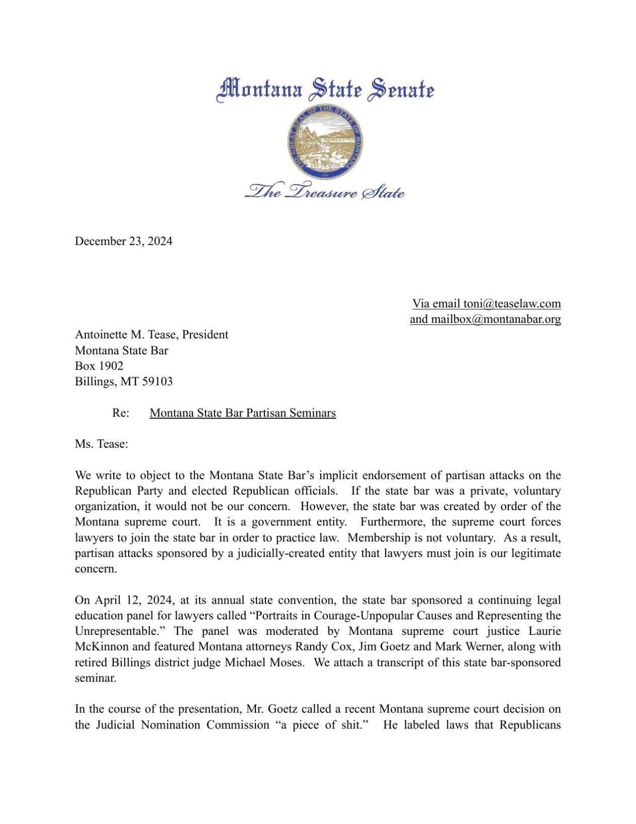 Republicans claim partisanship in Montana courts, call for investigation of Montana Bar Association