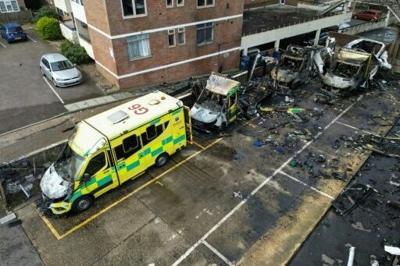 The ambulances were parked next to a synagogue in London's Golders Green district