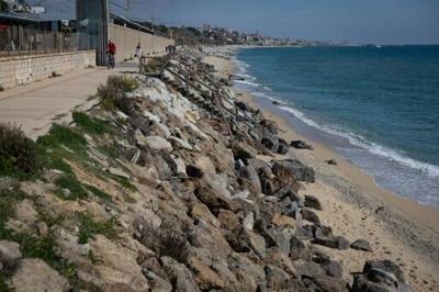 The seafront promenade at Montgat beach north of Barcelona on February 26, 2026