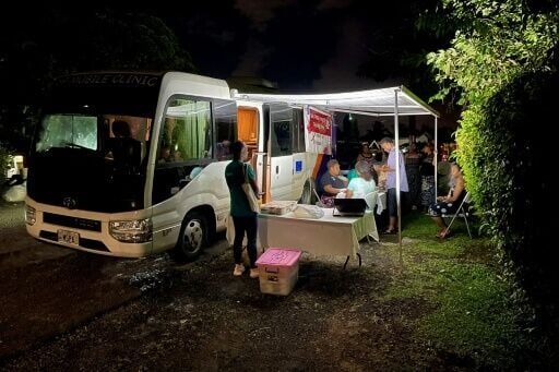 A Medical Services Pacific Moonlight programme team offering free HIV testing during an outreach visit to a suburb of Suva