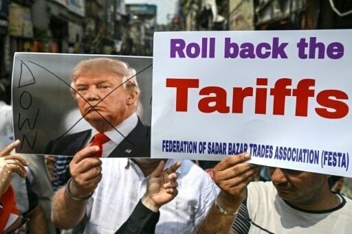 US tarrifs on Indian exports drew protests across the country