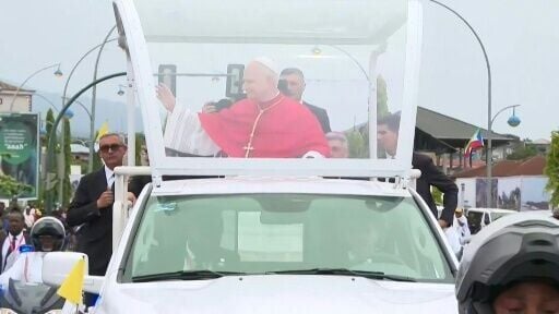 The leader of the world's Catholics toured the streets of Malabo