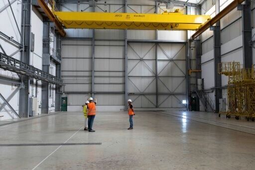 The Maia rocket integration building, at the site of the former Soyuz launchpad