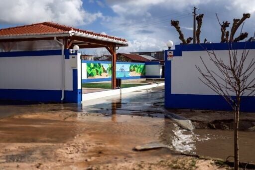 A flooded yard in Portugal