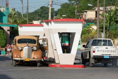 Many of Cuba's gas stations, like this one seen in 2014, originally belonged to the company that is now Exxon Mobil.