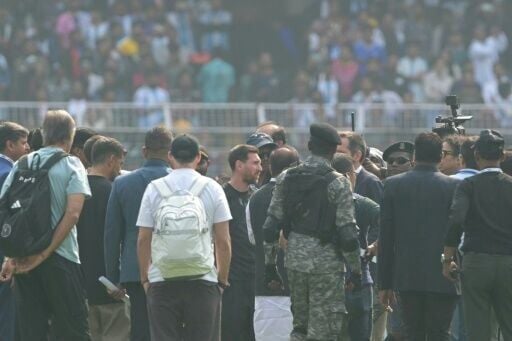 Fans complained they could barely see Messi, who was surrounded by officials and security