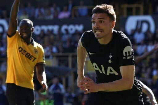Tottenham's Joao Palhinha celebrates his priceless Premier League goal against Wolves