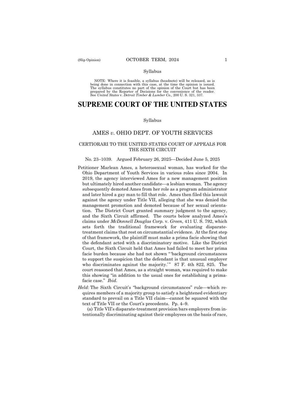 FNF - Ames v. Ohio Department of Youth Services