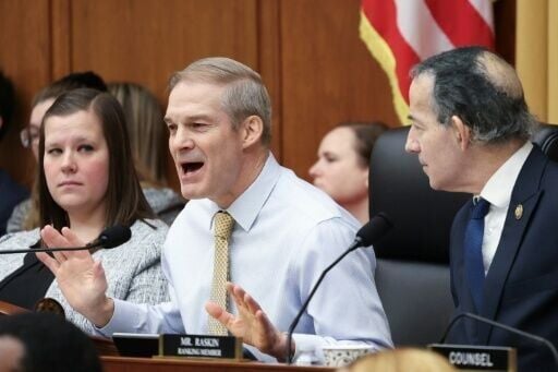 US House Judiciary Committee chairman Jim Jordan (C) accuses ex-special counsel Jack Smith of having sought to 'get' President Donald Trump in his prosecutions of the Republican leader