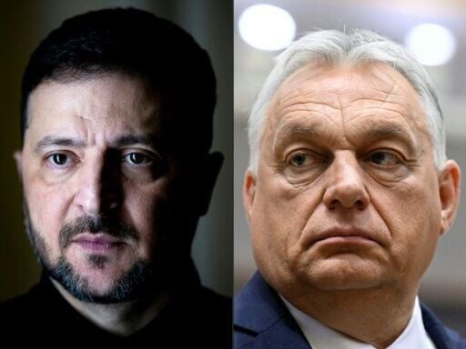 Ukrainian President Volodymyr Zelensky (left) and Hungarian Prime Minister Viktor Orban have been embroiled in an escalating row