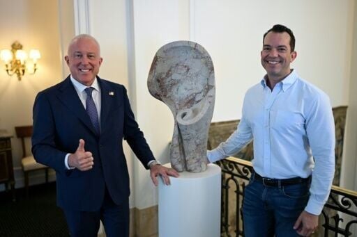 US ambassador Bill White, at his official residence in Brussels with his spouse Bryan Eure