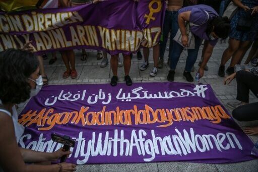 A march for Afghan women in Istanbul in 2021