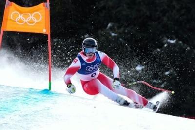 Switzerland's Franjo von Allmen en route to Olympic downhill gold