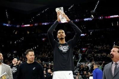 French star Victor Wembanyama of the San Antonio Spurs is a doubt for Friday's playoff game against Portland due to concussion