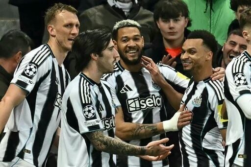 Joelinton (C) got one of the goals as Newcastle United beat Qarabag 3-2 at home for a 9-3 aggregate triumph