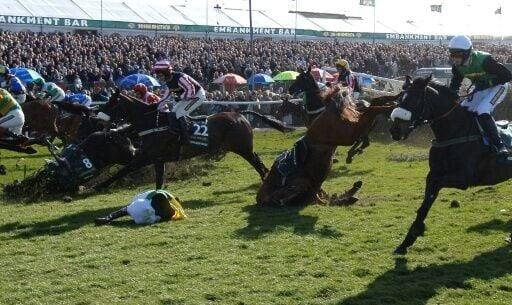 Mick Fitzgerald may have won the Grand National but he also suffered some terrible falls like here in 2006