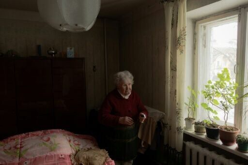 Lidia Teleshchuk, 91, has had little electricity or heating in her flat this month