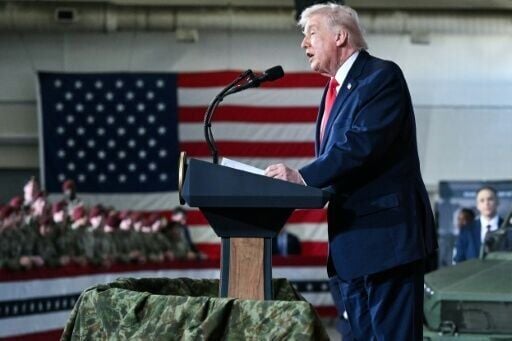 US President Donald Trump spoke to members of the military and their families at Fort Bragg in North Carolina