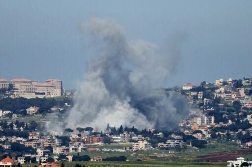Smoke rises from the site of an Israeli airstrike targeting the southern Lebanese village of Mayfadoun on May 2, 2026