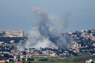 Smoke rises from the site of an Israeli strike that targeted the southern Lebanese village of Mayfadoun