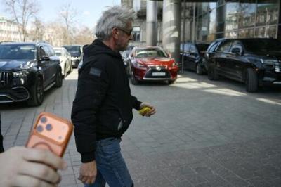 US actor Sean Penn walking in Kyiv this week