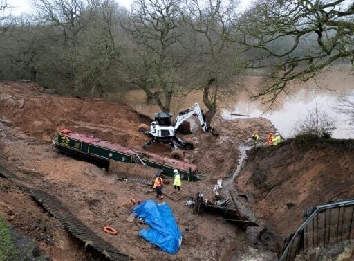 The breach happened on the Llangollen Canal at Whitchurch in Shropshire