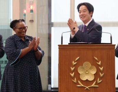 Taiwan President Lai Ching-te (R) made his postponed trip to African ally Eswatini and back on the king's aircraft