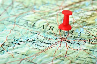 Alabama map with pin