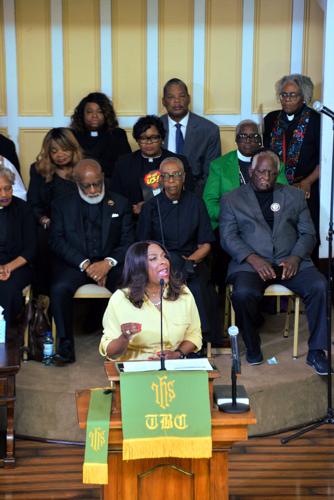 Terri Sewell at rally