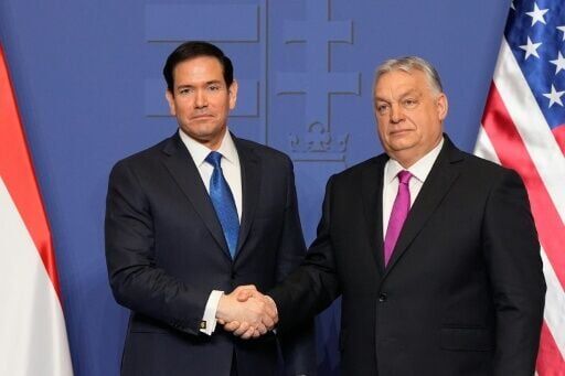 US Secretary of State Marco Rubio's meeting with Hungarian Prime Minister Viktor Orban (R) is the final stage of a whirlwind trip to Europe