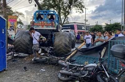 A monster truck show in Colombia ended in disaster when a vehicle veered off the track and ploughed into spectators, killing at least three people