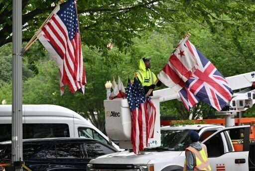 British flags have been put up alongside the US flag at the White House ahead of the royal visit