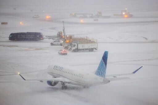 Some early flights in New York were able to depart, but nearly all flights have been canceled later in the day