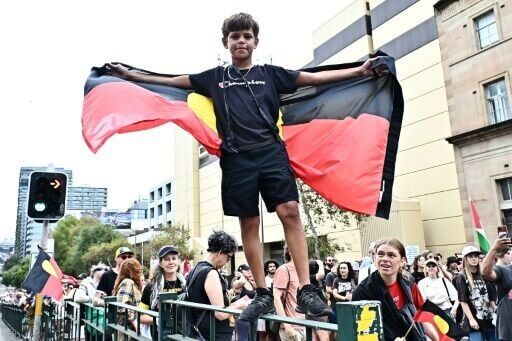 Indigenous rights activists protest on Australia Day